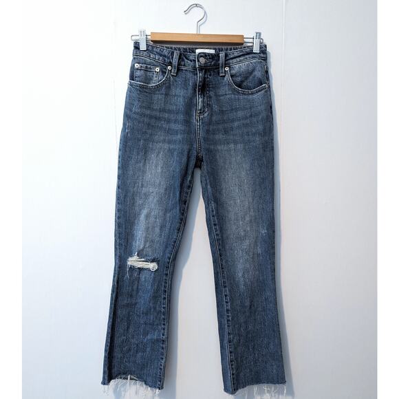 Pistola Kick Crop Flare Size 25 Medium Wash Distressed Knee - Picture 1 of 10
